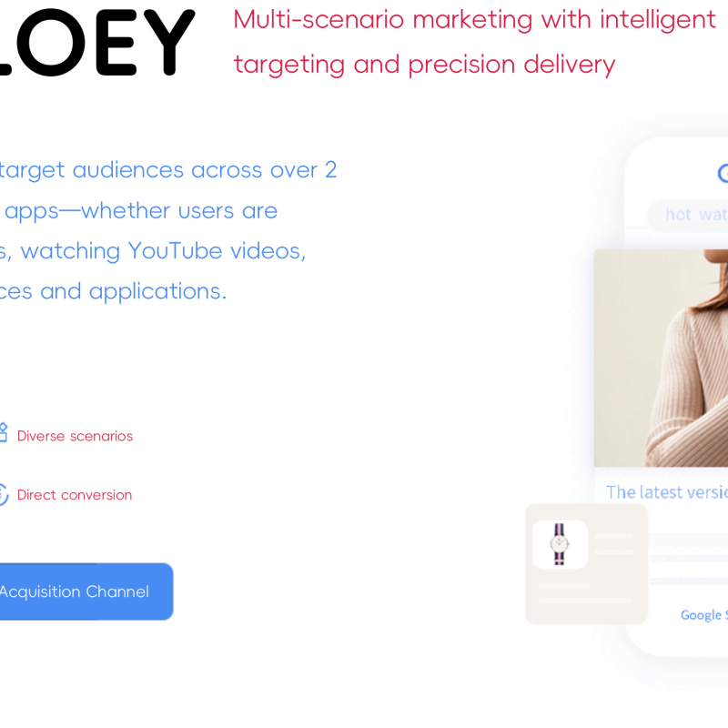 OLOEY is suitable for Google Chrome promotion, online advertising, and website ad placement campaigns